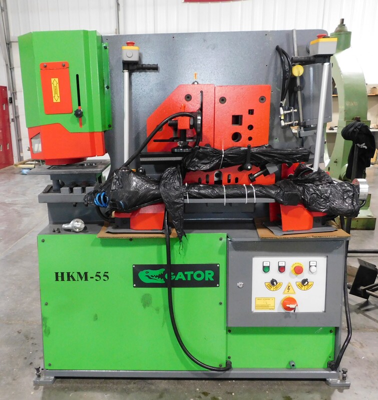 4.7" x 1/2" x 1/2" Gator #Tiger-HKM55, dual operator ironworker, 60 ton, 10" throat, punch holder, blades