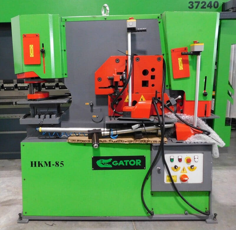 5" x 9/16" x 9/16" Gator #Tiger-HKM85, dual operator hydraulic ironworker, 95 ton, punch holder, blades, 39"