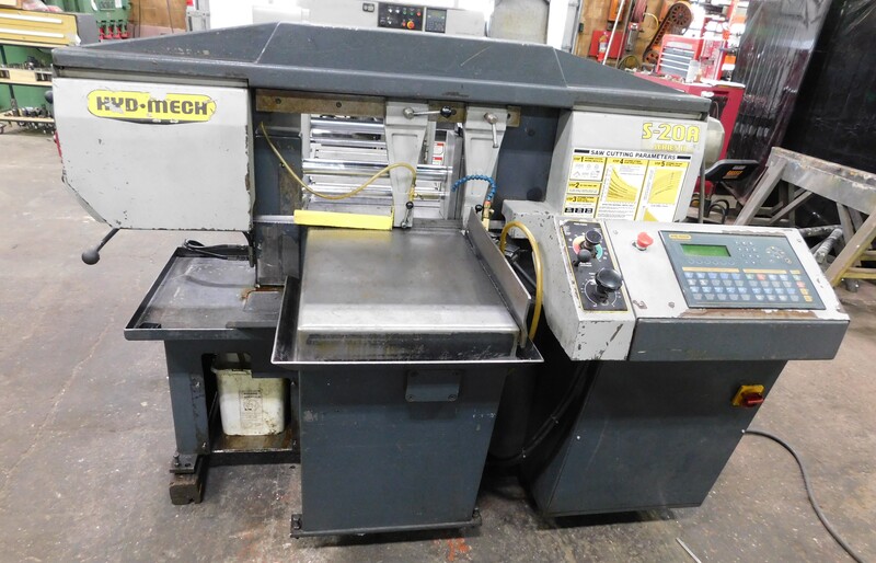 13" x 18" Hyd-Mech #S-20A, horizontal bandsaw, 14' 10" x 1" blade, 2 HP, PLC control, bundling, coolant, 60°