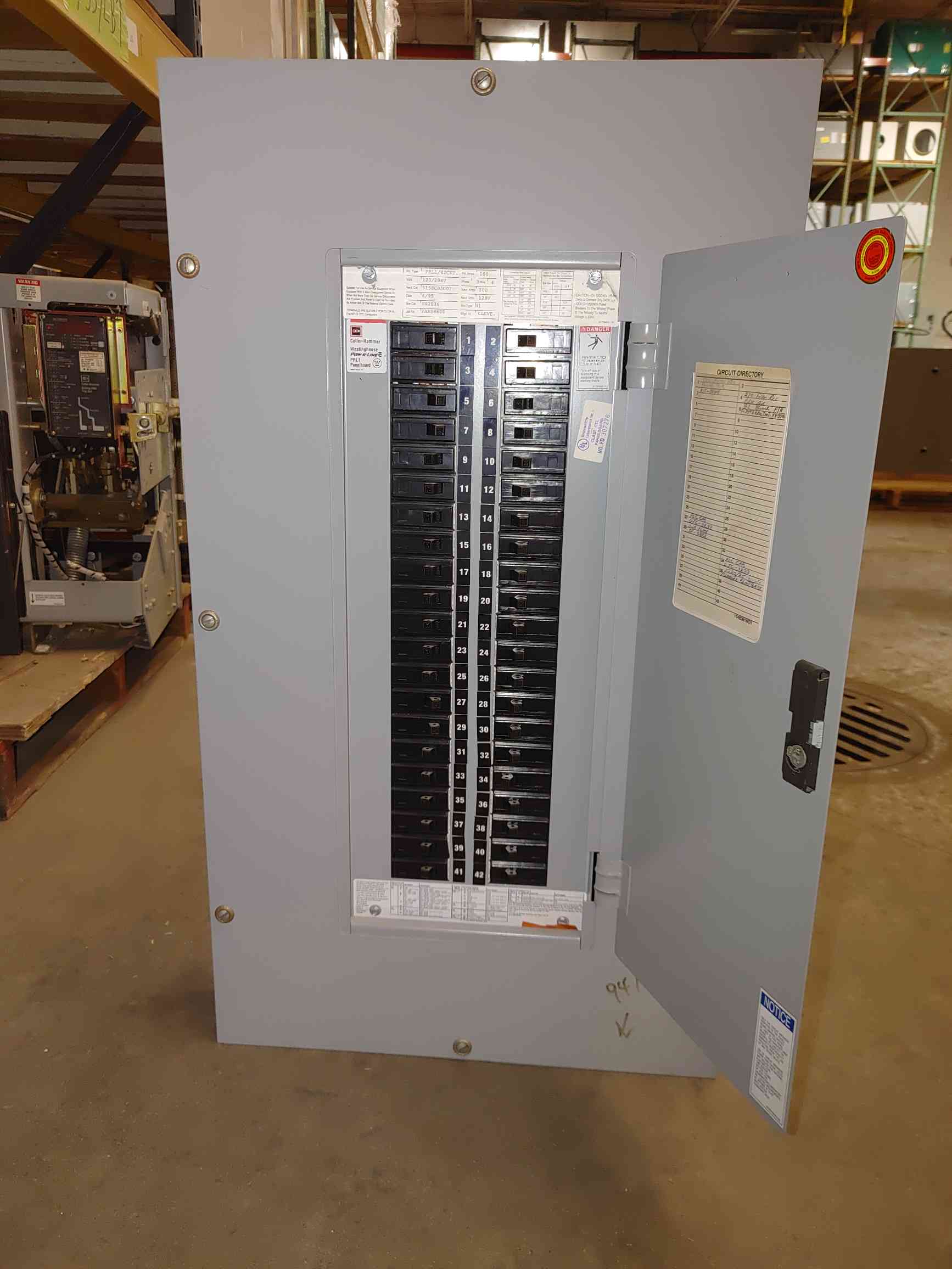 100 Amp. Cutler-Hammer Pow-R-Line, PRL1, panelboard, 208Y/120 Volts, 3 phase, 42 circuit, w/ (42)