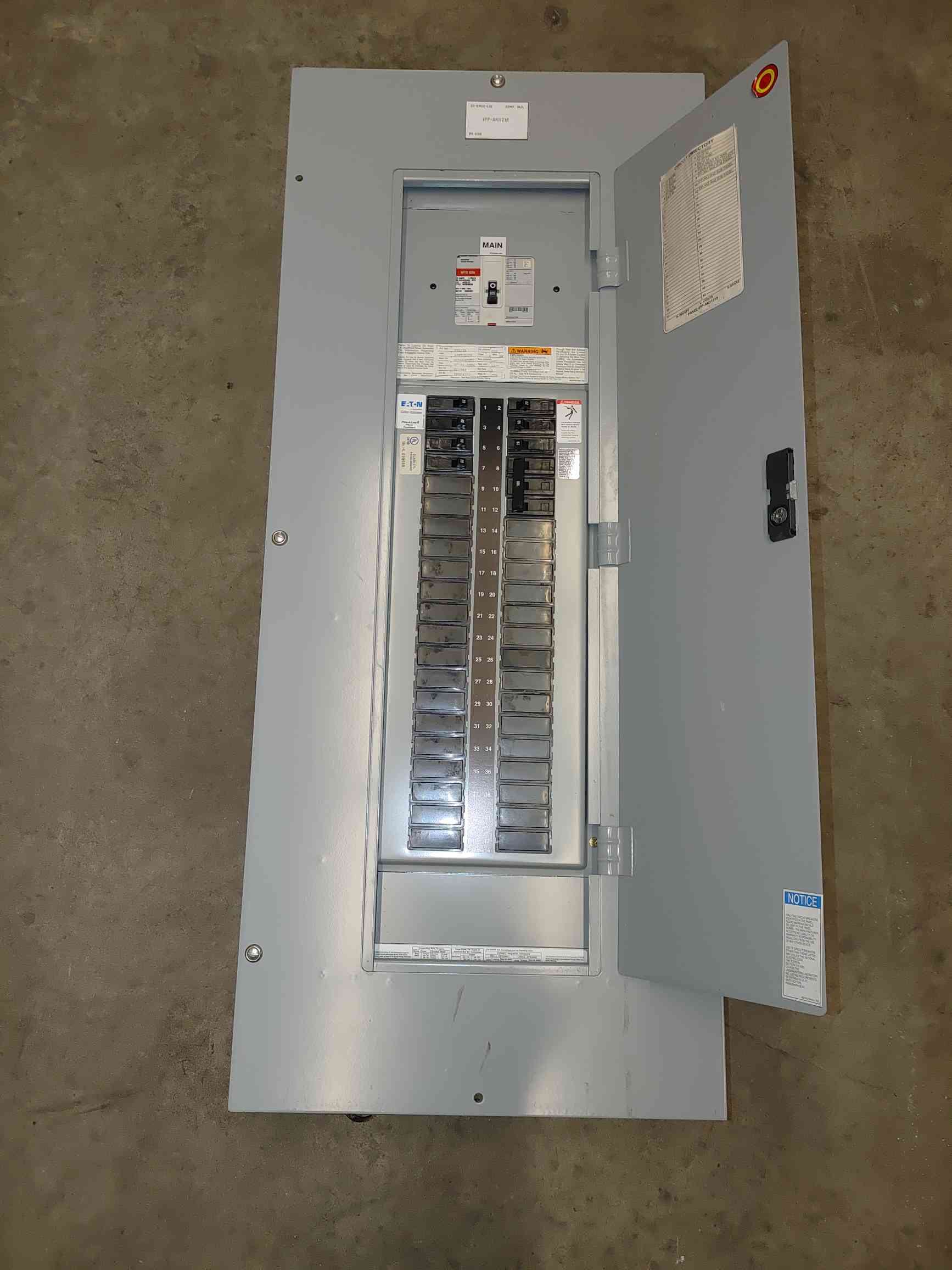 225 Amp. Eaton Cutler-Hammer, PRL1a, panelboard, 208Y/120 Volts, 3 phase, w/ (1) 125A 3 pole, (1) 100A 3