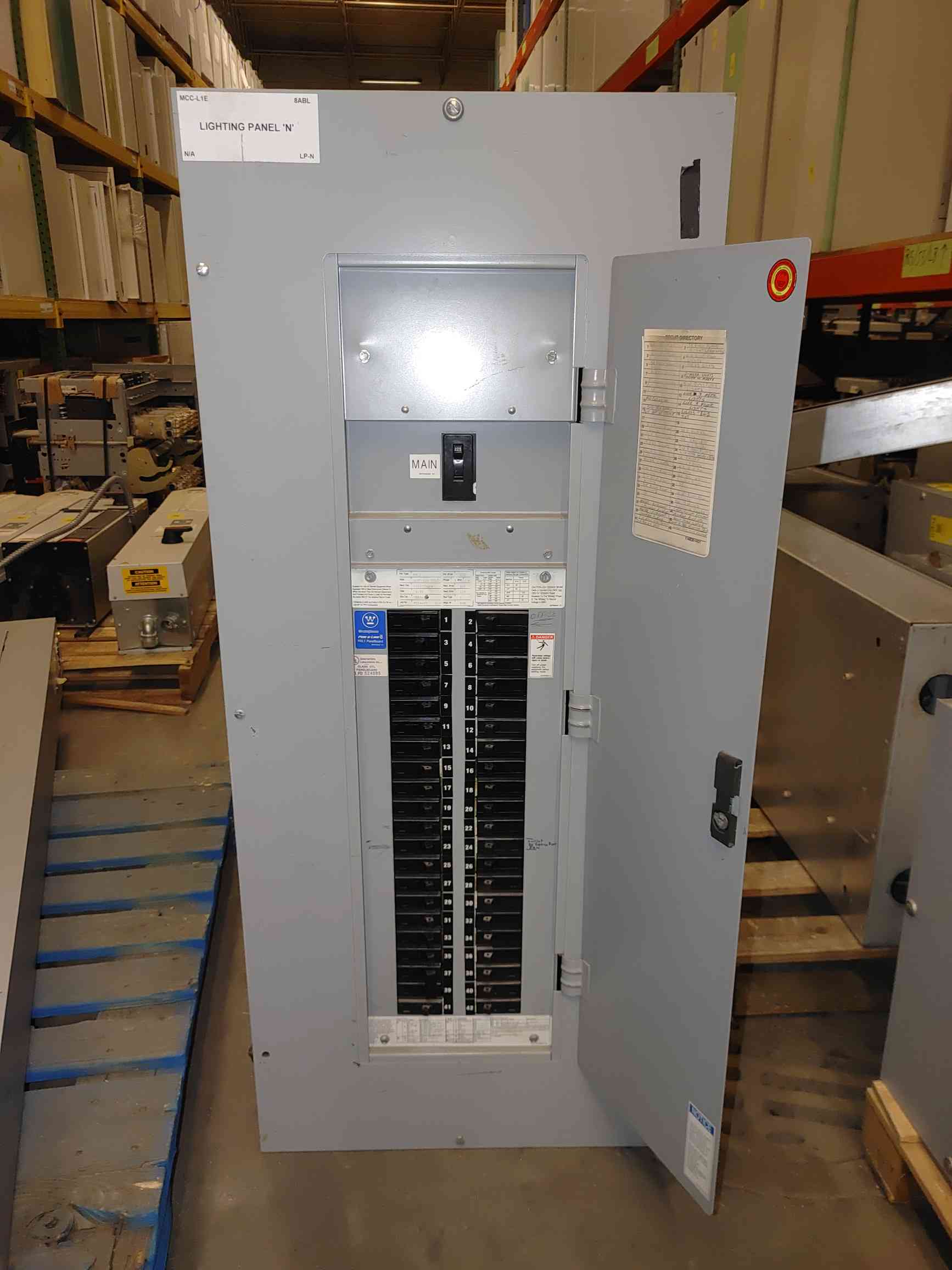 225 Amp. Westinghouse Pow-R-Line, PRL1, panelboard, 208Y/120 Volts, 3 phase, 42 circuit, w/ (1) 225A 3 pole