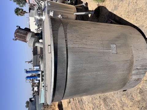 275 gallon Danieli Bros., Stainless Steel Tank, 48" diameter x 52" deep, hinged lid, 1.5 HP Lightnin