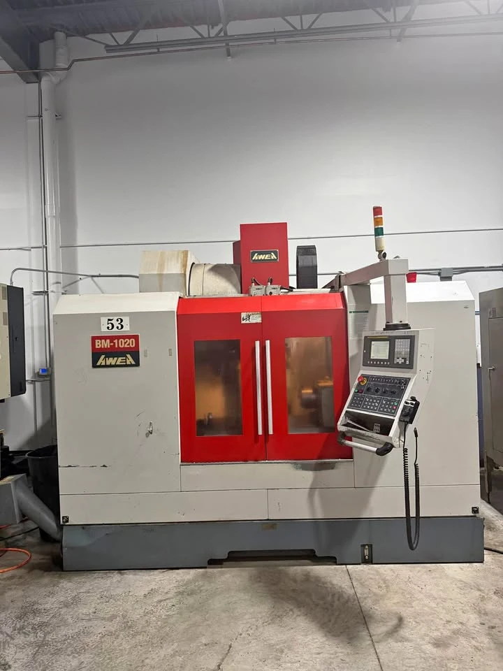 AWEA #BM-1020, 4-Axis CNC Vertical Machining Center, 40.2" X, 23.6" Y, 23.6" Z, 8000 RPM gearbox spindle, box