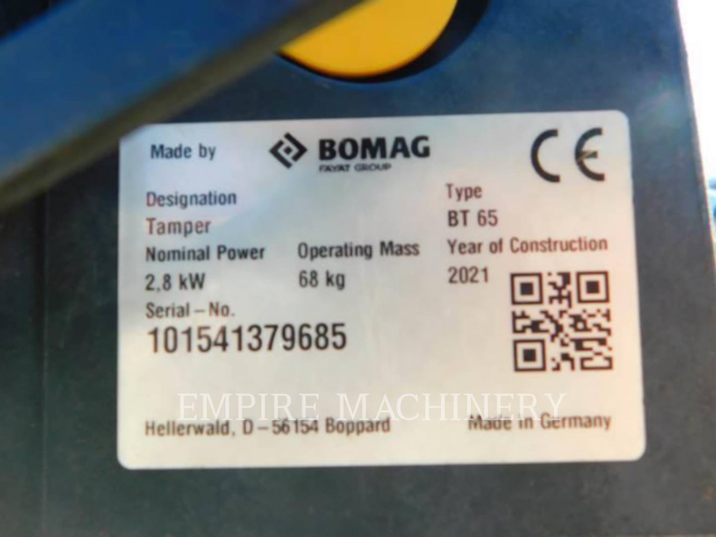 Bomag BT65, Wheel Loader, 99 hours, S/N: 101541379685, 2021