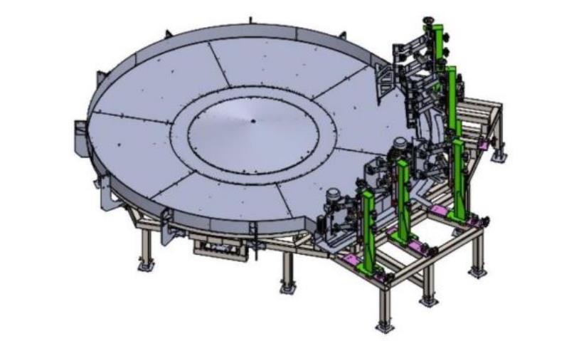 Cam-Wood #Centrifuge, block feeder, 169" diameter turntable feeding system, (3) 5 HP centrifuge motors, (2) 3