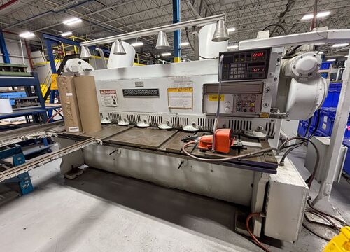 1/4" x 8.2' Cincinnati #1808G, hi-speed mechanical shear, 36" Back Gauge, 9 holddowns, 7.5 HP, 2009