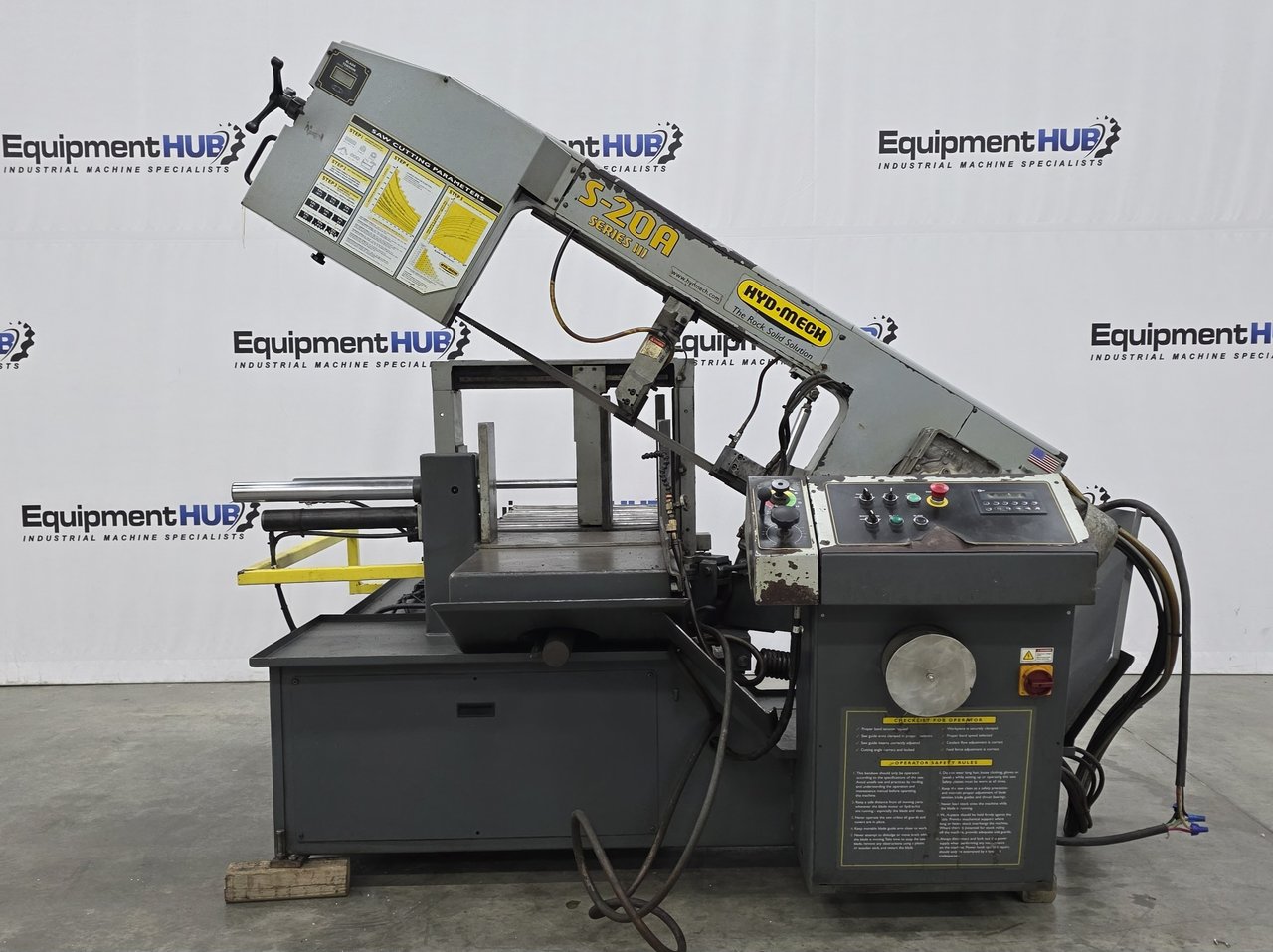 13" x 18" Hyd-Mech #S20A-Series-III, automatic horiontal mitering band saw, 5.4 HP, 75-330 SFM