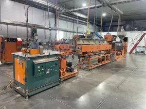3.5" Davis Standard, Profile Extrusion Line, 24:1 L/D, air cooled, 75 HP AC motor, vacuum sizing tank, Ferris
