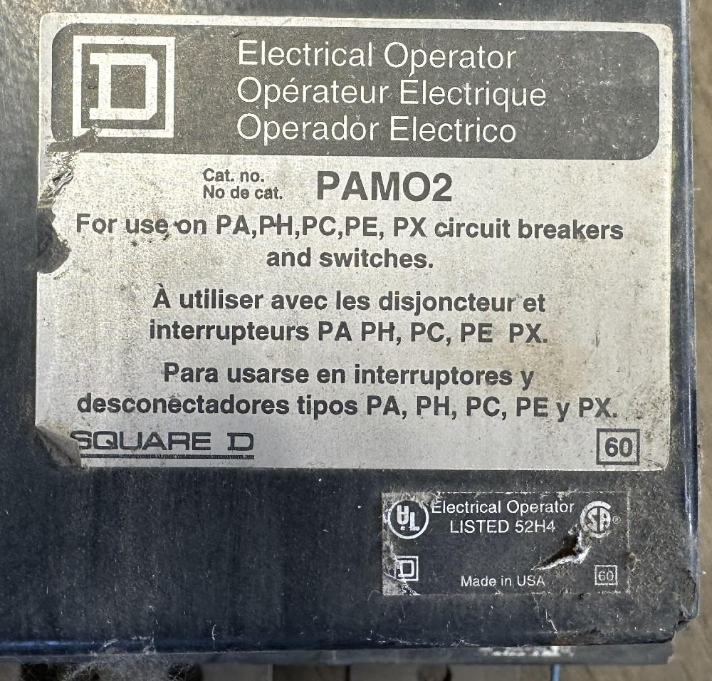 1600 Amps, Square D, PHF2036, PAL 2000A Frame MCCB, 3-pole, 600 VAC, w/ PAMO2 Electrical Operator