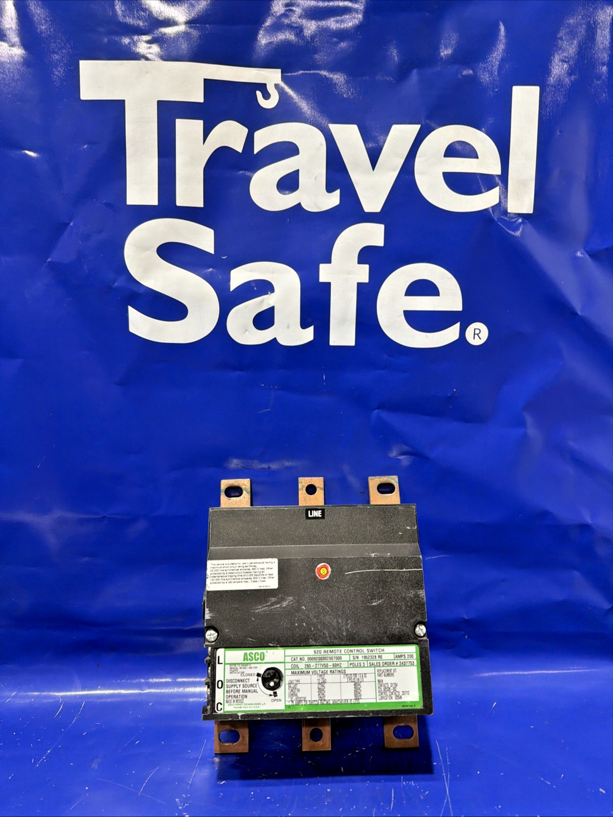 200 Amp. ASCO #0009200302007000, remote control switch, 480 Volts, 3 Pole
