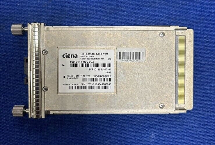Ciena #160-9114-900, 4X25G WDM SMF 10KM CFP optical module, 103.1G-111.8G