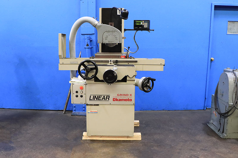 6" x 18" Okamoto #Linear-618B, hand feed surface grinder, 8" x 1/2" x 1-1/4" wheel, Sony 2-axis digital read