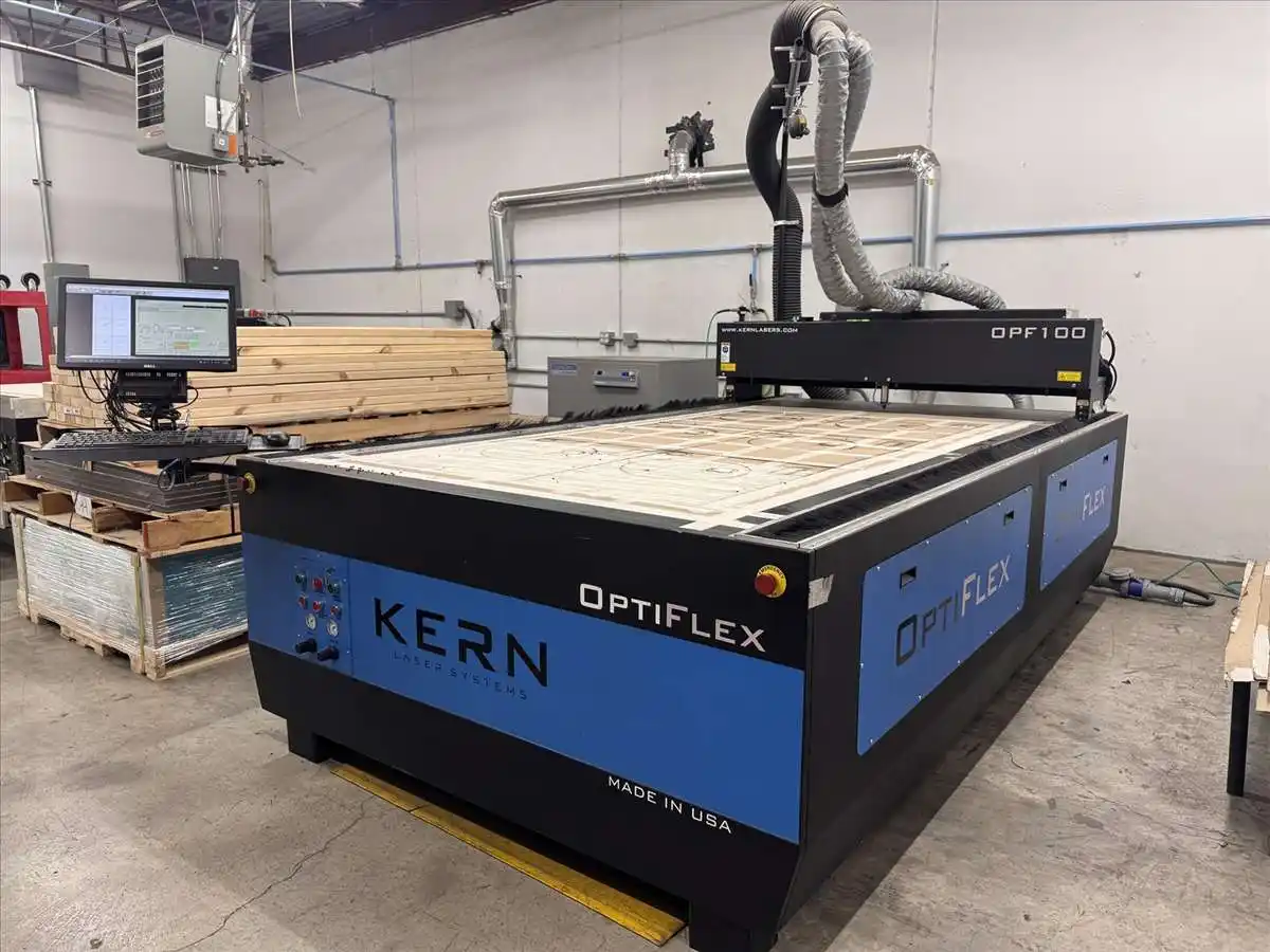 Kern #KER52100-KT-400, Optiflex 400 watt CNC Co2 laser system, 52" x 100" bed, Polyscience DuraChill DCA304D1