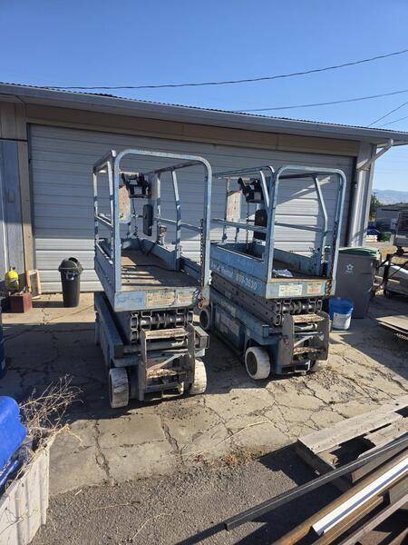 500 lb. Genie #GS-1930, electric slab scissor lift, 19' platform height, 64.5" x 29.25" platform, 36"
