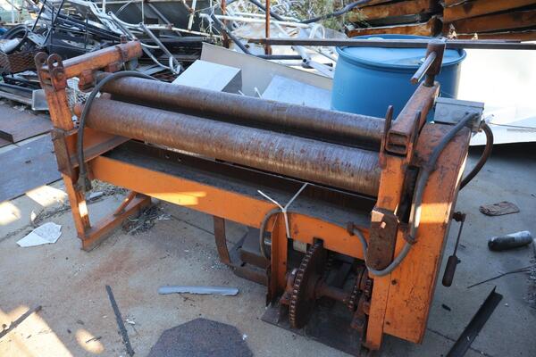 50" Shop Made, manual triangular slip roll, 3-1/2" top roll, 6" bottom rolls, 50" roll length