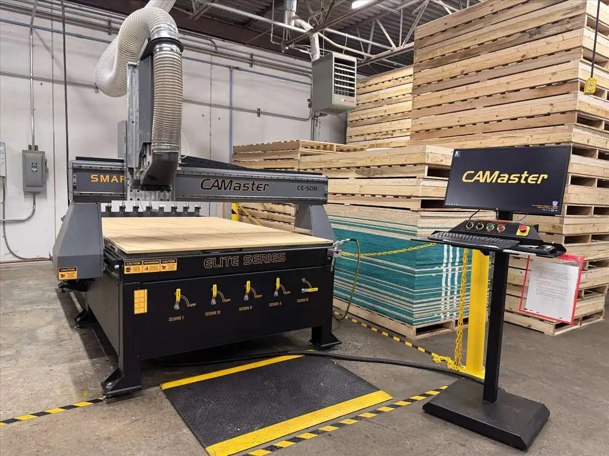 CAMaster #Cobra-CE-508, CNC router, 60" x 96" table, 10 station tool changer, gantry, pedestal Control, Busch