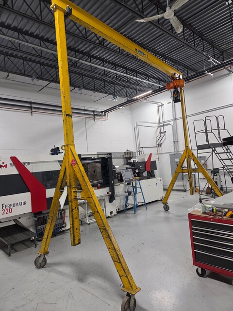 1 Ton, Spanco #1A1515B, Portable A-Frame Gantry Crane w/Electric Chain Hoist, 14 FPM, pendant control