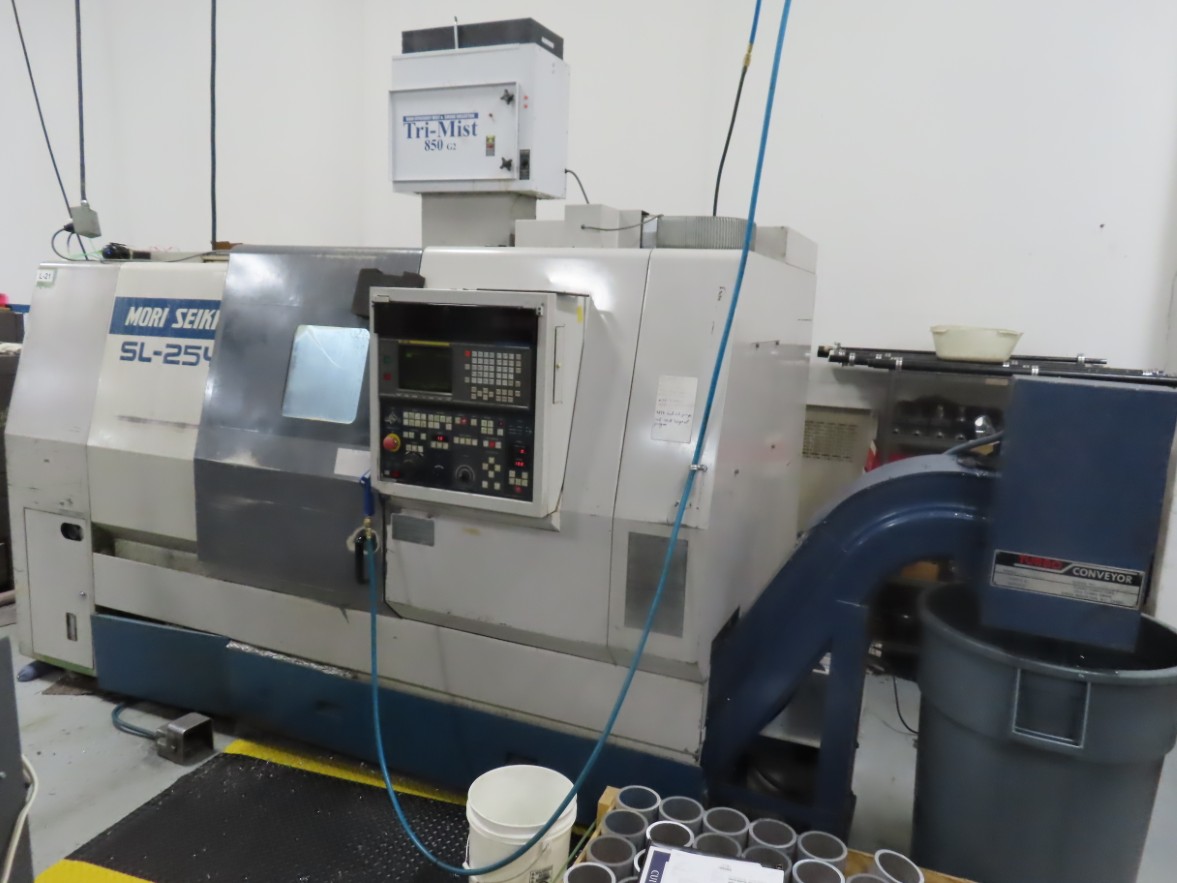 Mori Seiki #SL-25Y/500, CNC Turning, Y-axis, 20.4" swing, 10.24" max turning diameter, 2.6" bar, 10" 3-jaw