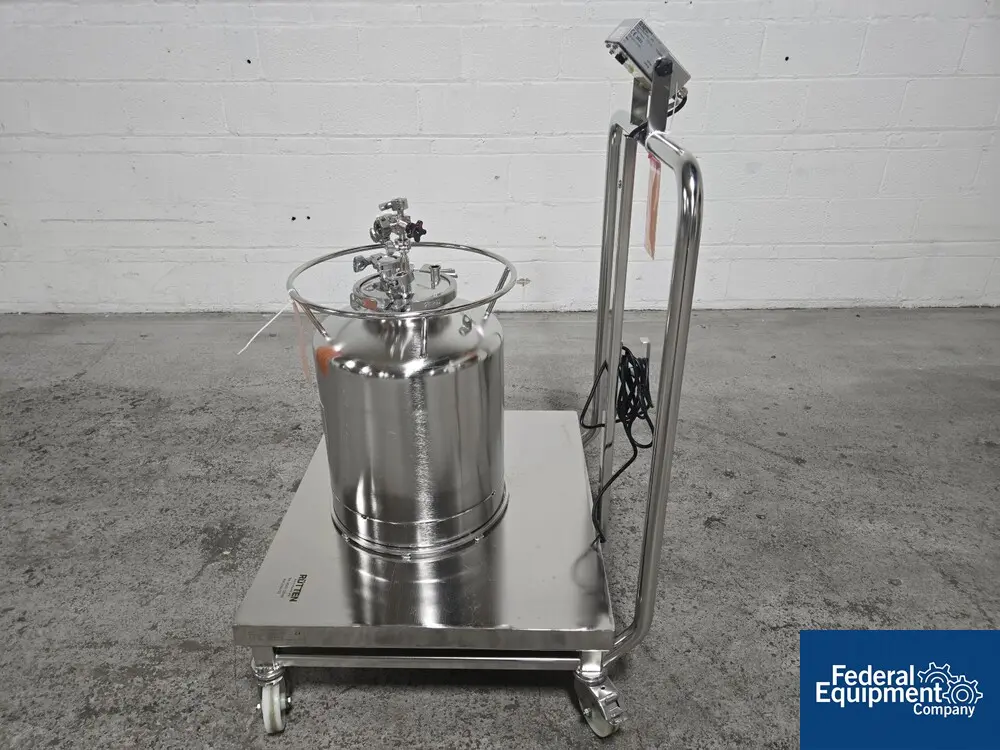 50 liter Rutten Engineering #A2, Stainless Steel Tank, w/ lid, magnetic agitator, portable cart w/ integrated