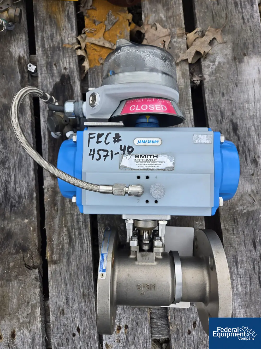 Pneumatic Valve, Stainless Steel, Jamesbury Valv-Powr #VPVL300SR4/5BD spring return actuator, Metso Quartz