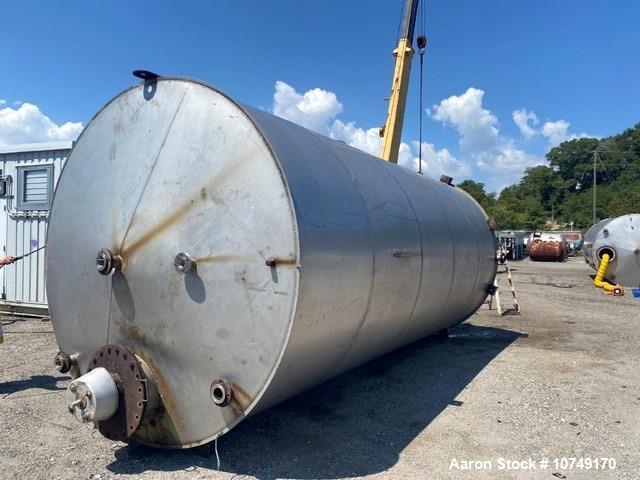 10000 gallon Industrial Air, Vertical Storage Tank, Stainless Steel, 9' 6" diameter x 20' H, cone top, flat