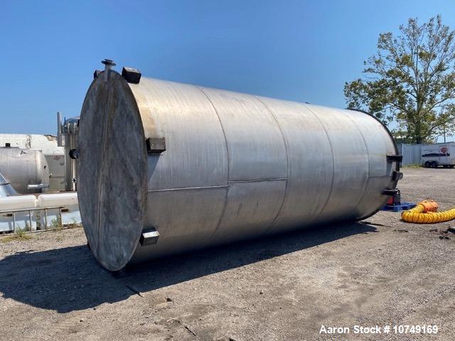 10000 gallon Industrial Air, Vertical Storage Tank, Stainless Steel, 9' 6" diameter x 20' H, cone top, flat