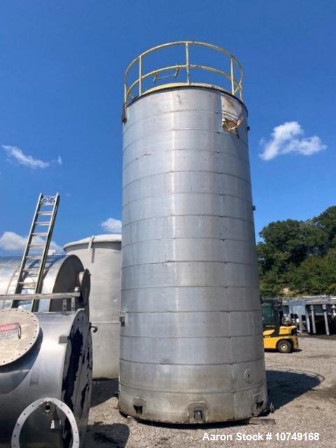 10000 gallon Vertical Storage Tank, Stainless Steel, 9' 6" diameter x 20' H, cone top, flat bottom, side