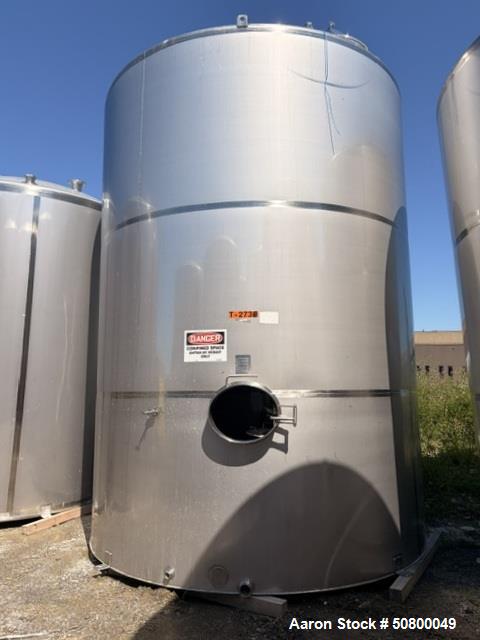 10380 gallon JBF, Storage Tank, 304 Stainless Steel, 132" diameter x 176-1/2" straight side, 196-1/8" OAH