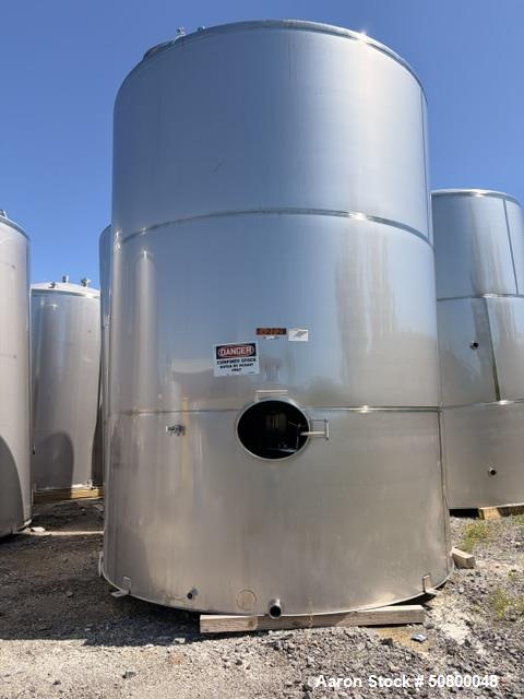 10380 gallon JBF, Storage Tank, 304 Stainless Steel, 132" diameter x 176-1/2" straight side, 196-1/8" OAH