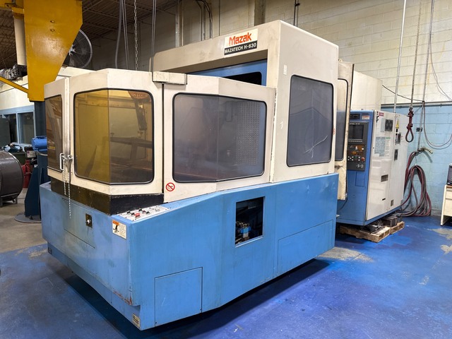 Mazak #H-630, CNC horizontal machining center, 25" x 25" table, rotary table, chip conveyor, coolant system
