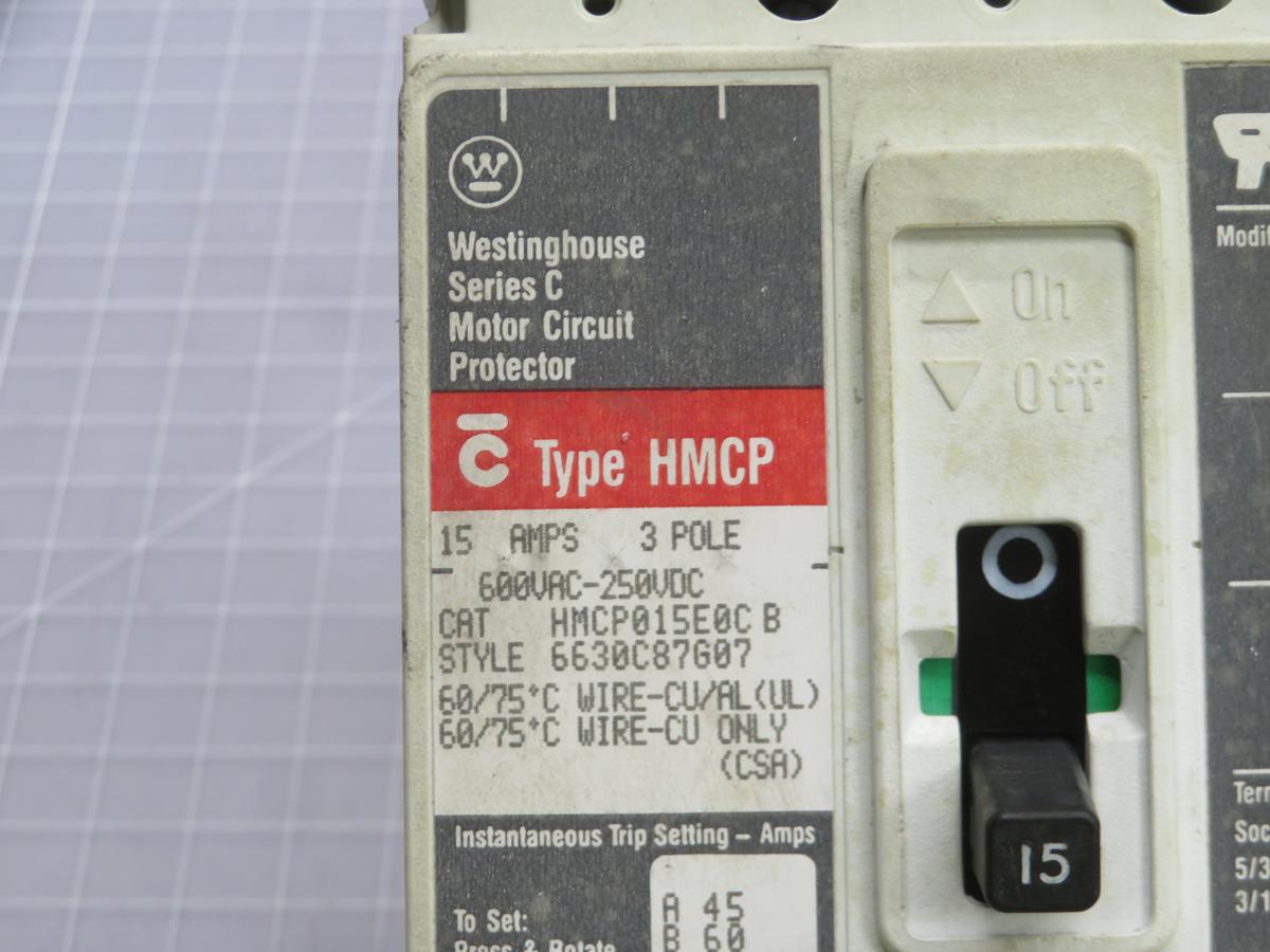 Westinghouse #HMCP015E0C, B Motor Circuit Protector