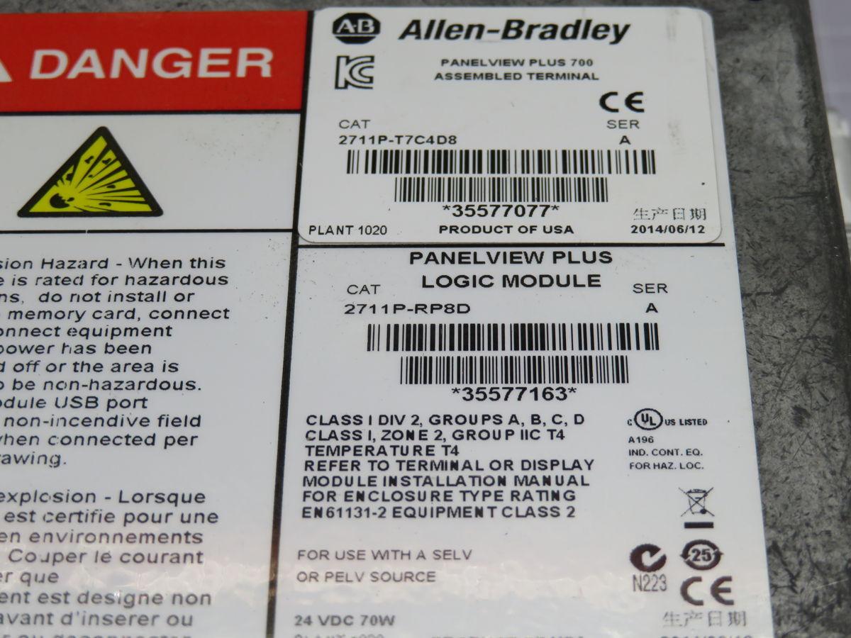 Allen-Bradley #2711P-T7C4D8, Panelview Plus 6 700 6.5" Color Touch HMI 24 VDC