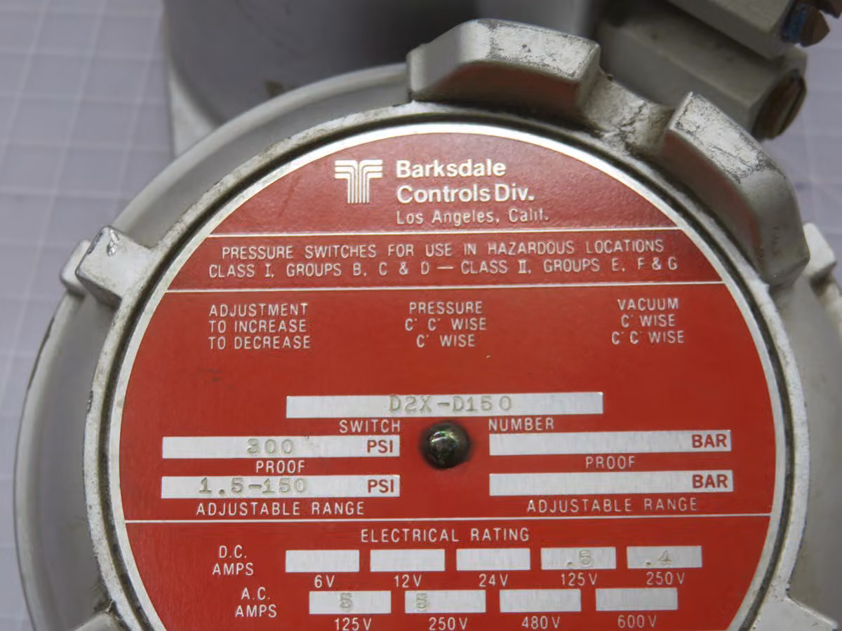 Barksdale #D2X-D150, Pressure Switch