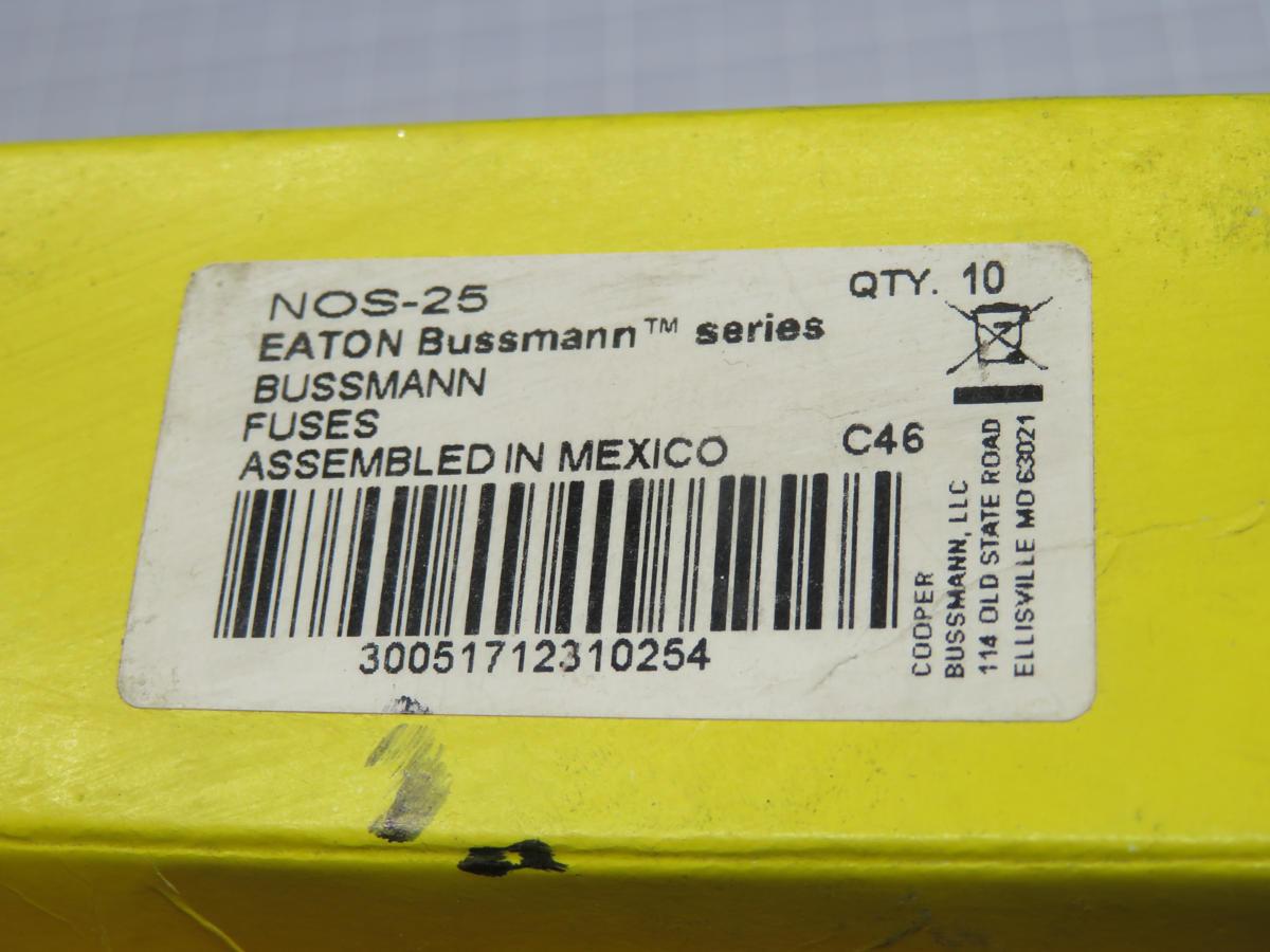 Bussmann #NOS-25, Fuse, LOT of 10