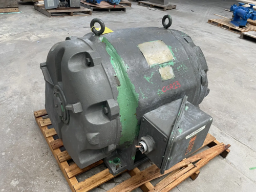 500 HP 3555 RPM General Dynamics, screw compressor motor, Frame 586WS, 4160 Volts, 63 amps, 60 Hz., 3 phase