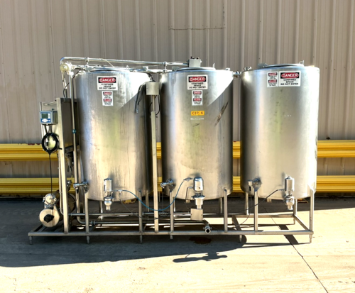 Cherry Burrell, clean in place skid tank system with control cabinet, 20 HP