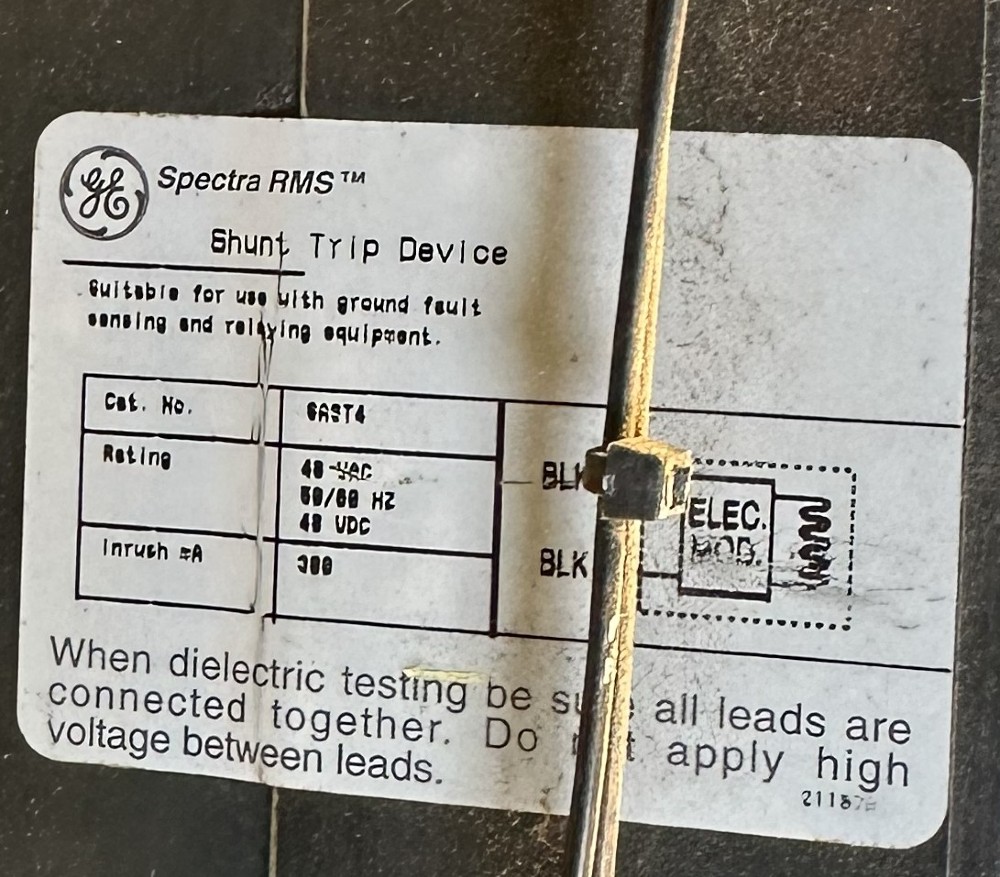 1200 Amp, General Electric Spectra, RMS SKL, MCCB, 3-Pole, High Interrupting, w/ SKMOM1 Motor Operator &