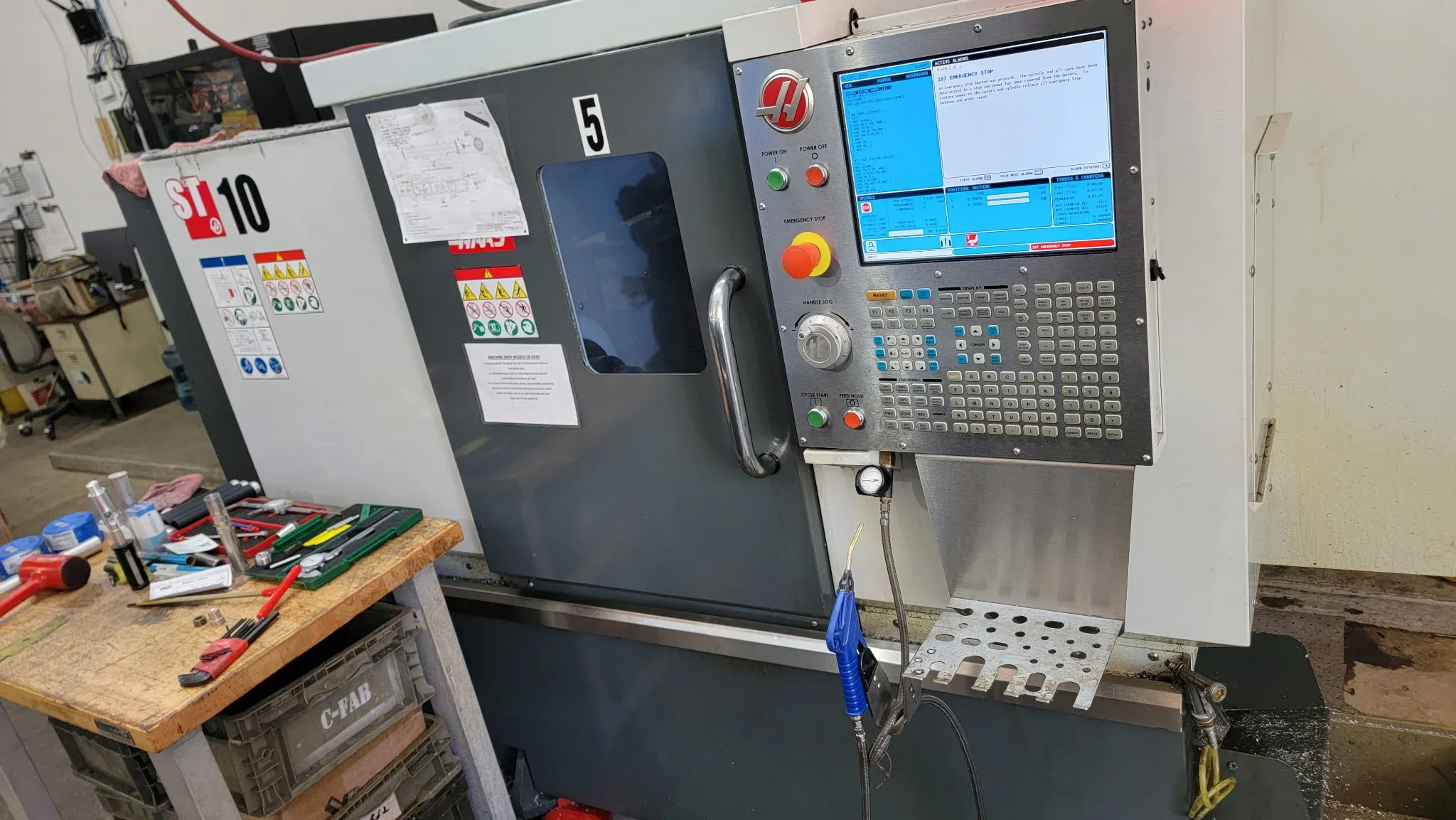 Haas #ST-10, 2-Axis CNC Lathe, 25.2" swing, 16.5" machining length, 14" turning diameter, 1.7" bar, 15 HP
