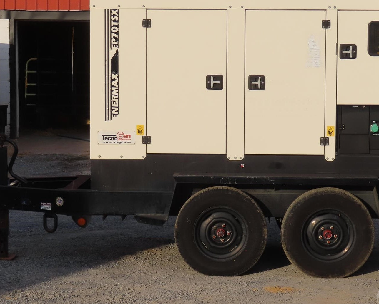 56 KW Tecnogen #G60, mobile diesel generator set, 70 KVA, prime, FPT NEF45SM2X engine, sound attenuated