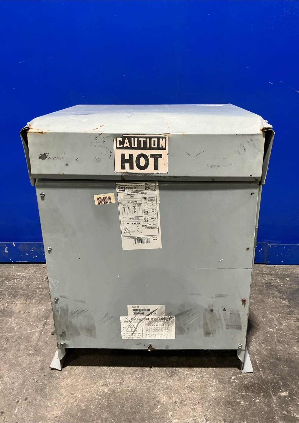 45 KVA 480 Primary, 208Y/120 Secondary, HPS CB00608032, Dry Type Transformer, 3PH, 60 Hz