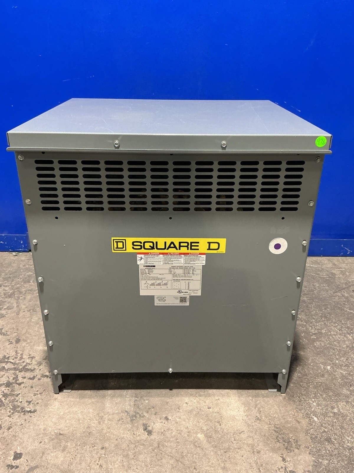 75 KVA 480 Primary, 208Y/120 Secondary, Square D EXN75T3H, Dry Type Transformer, 3PH, 60 Hz