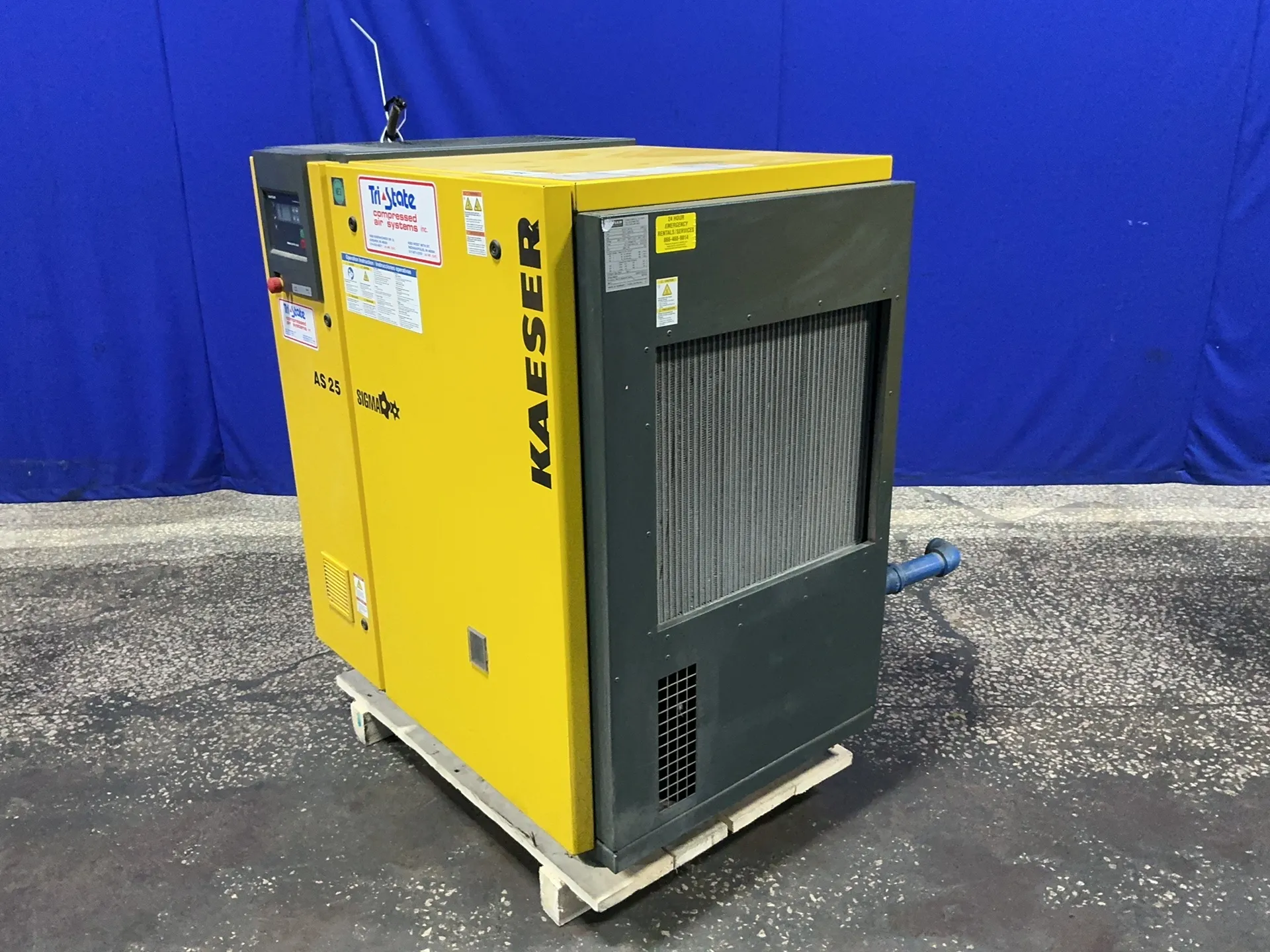 111 CFM, 125 PSIG, Kaeser #AS-25, rotary screw air compressor, 25 HP, 3560 RPM, 208/230/460 V., 2013