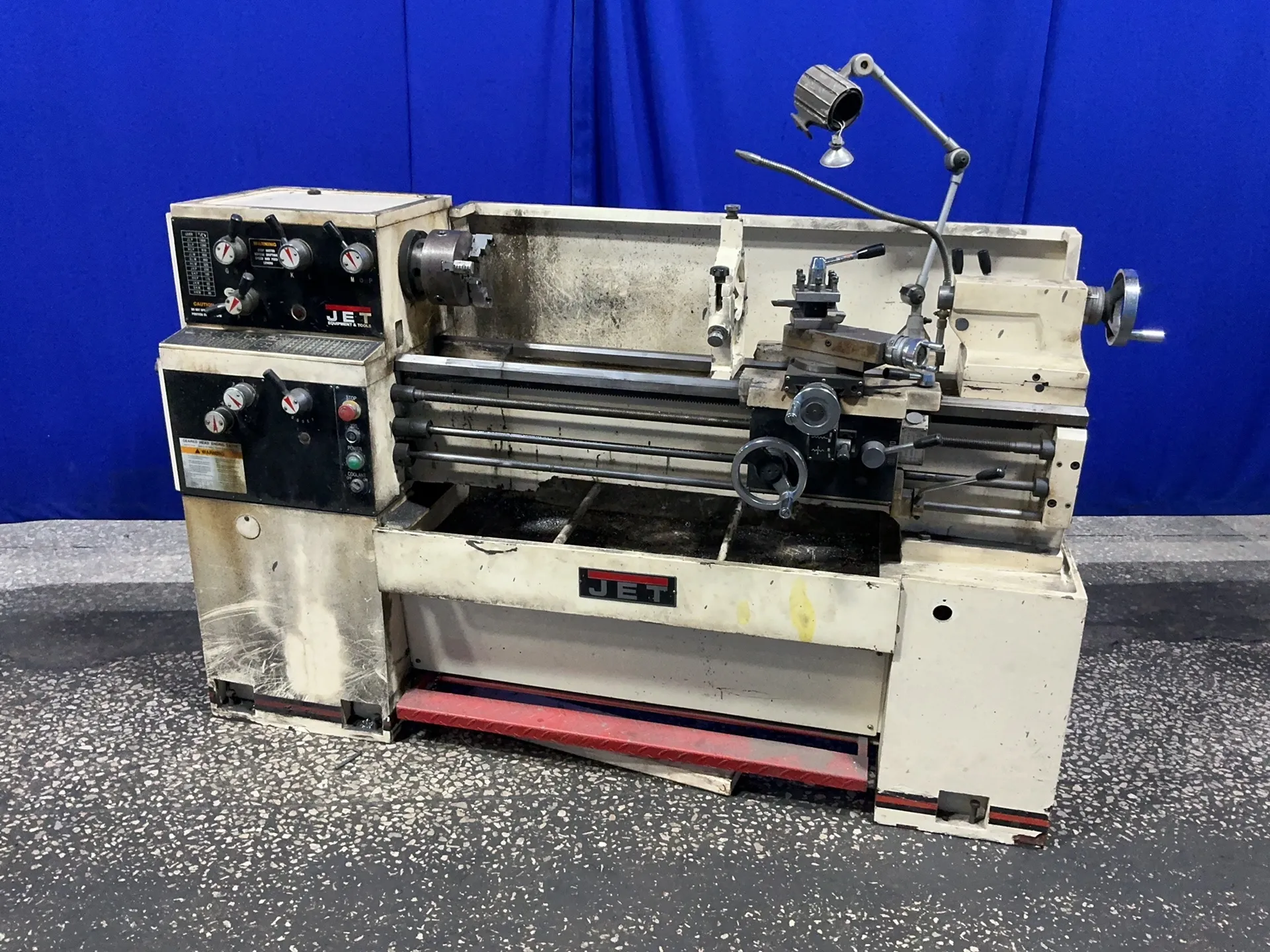 14" x 39" Jet #GH-1440W-3, gap bed lathe, 6" 3-jaw chuck, 1-1/2" bore, steady rest, tailstock, tool post