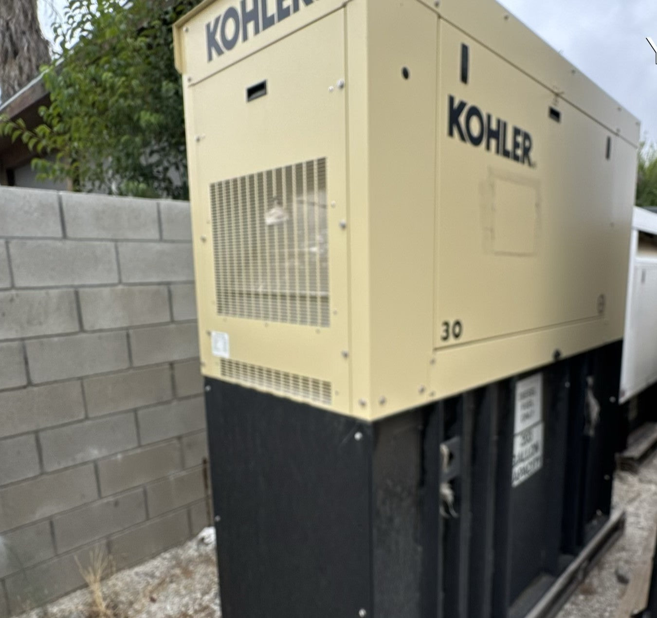 30 KW Kohler #30REOZK, diesel generator set, 120/240 Volts, 1 phase, sound enclosed, 203 gallon tank