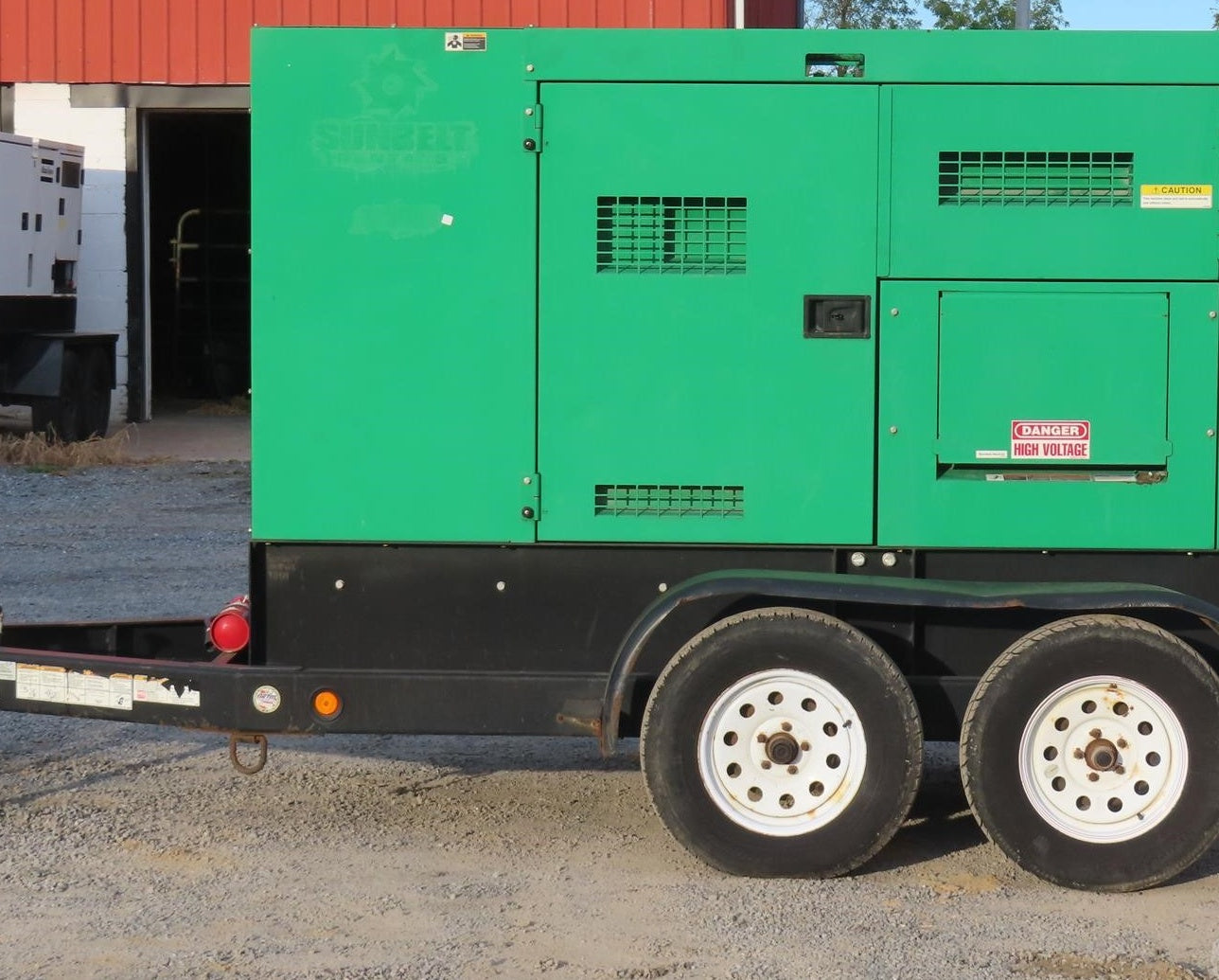 56 KW MultiQuip Whisperwatt #DCA-70SSIU4F, mobile diesel generator set, 70 KVA, Isuzu 4JJ1T engine, sound
