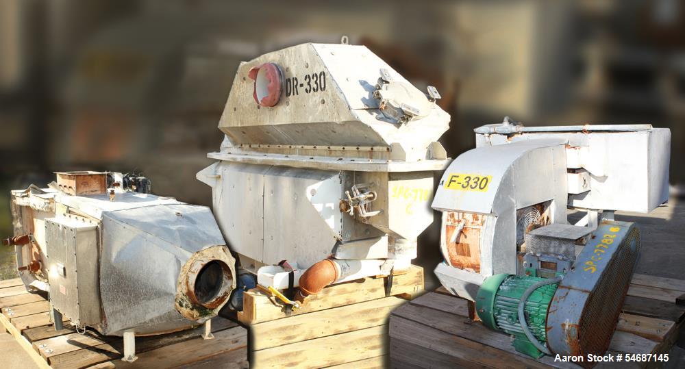 Carman #FB-50, Vibrating Fluid Bed Dryer, 11" x 72" bed, single zone, Stainless Steel contact parts, 15 HP