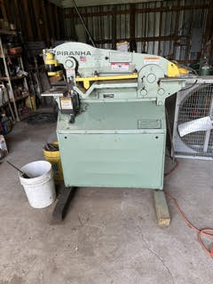 3" x 3" x 3/8" Piranha #P-50, ironworker, 50 Ton, 5" throat, 13/16" thru 3/4" punch, 12" x 3/8" flat bar
