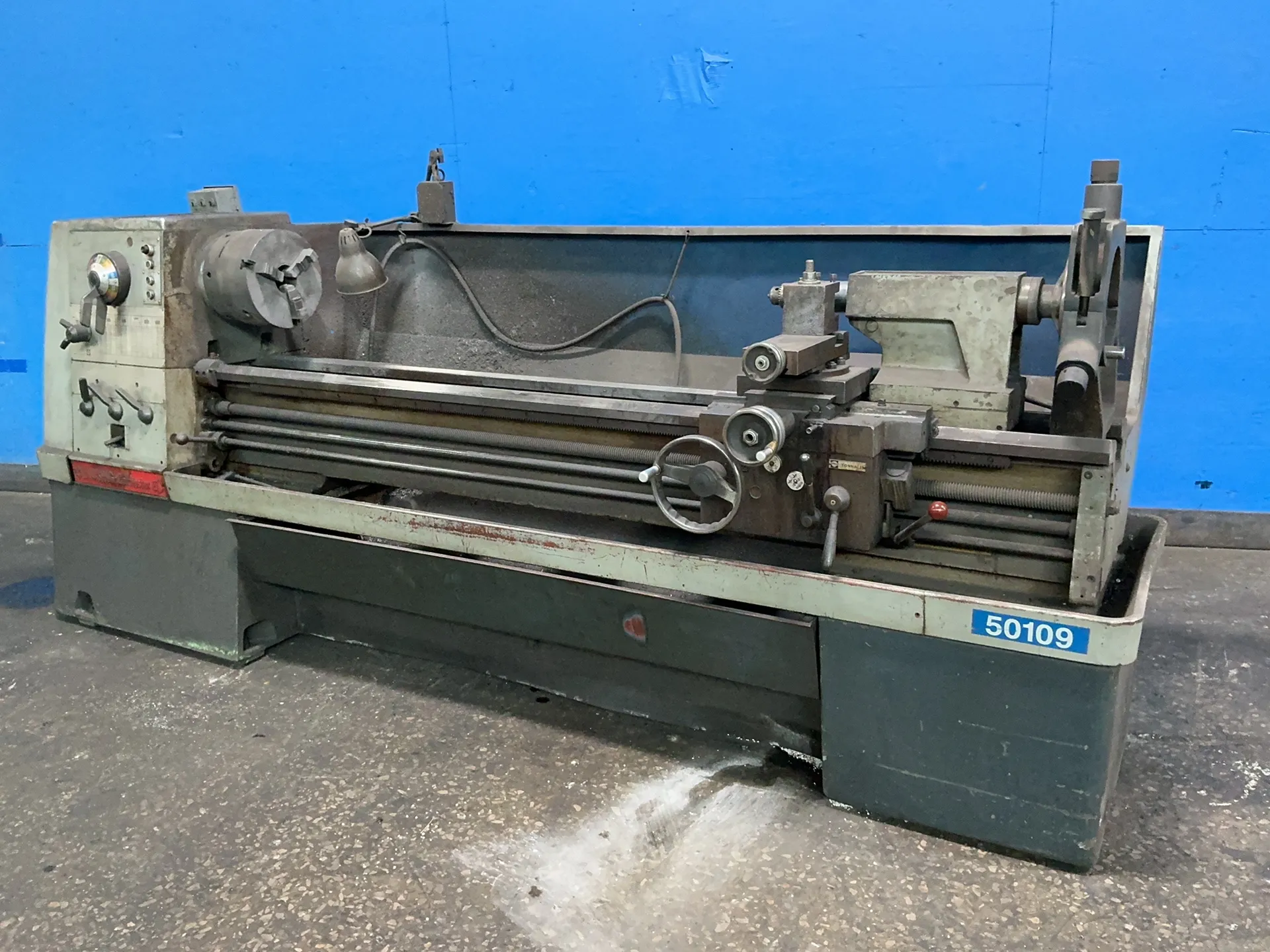 21" x 66" Clausing #21, Lathe, 12" 3-jaw chuck, 3.5" bore, 12.5 HP, steady rest, tailstock, tool post, 4.6 A