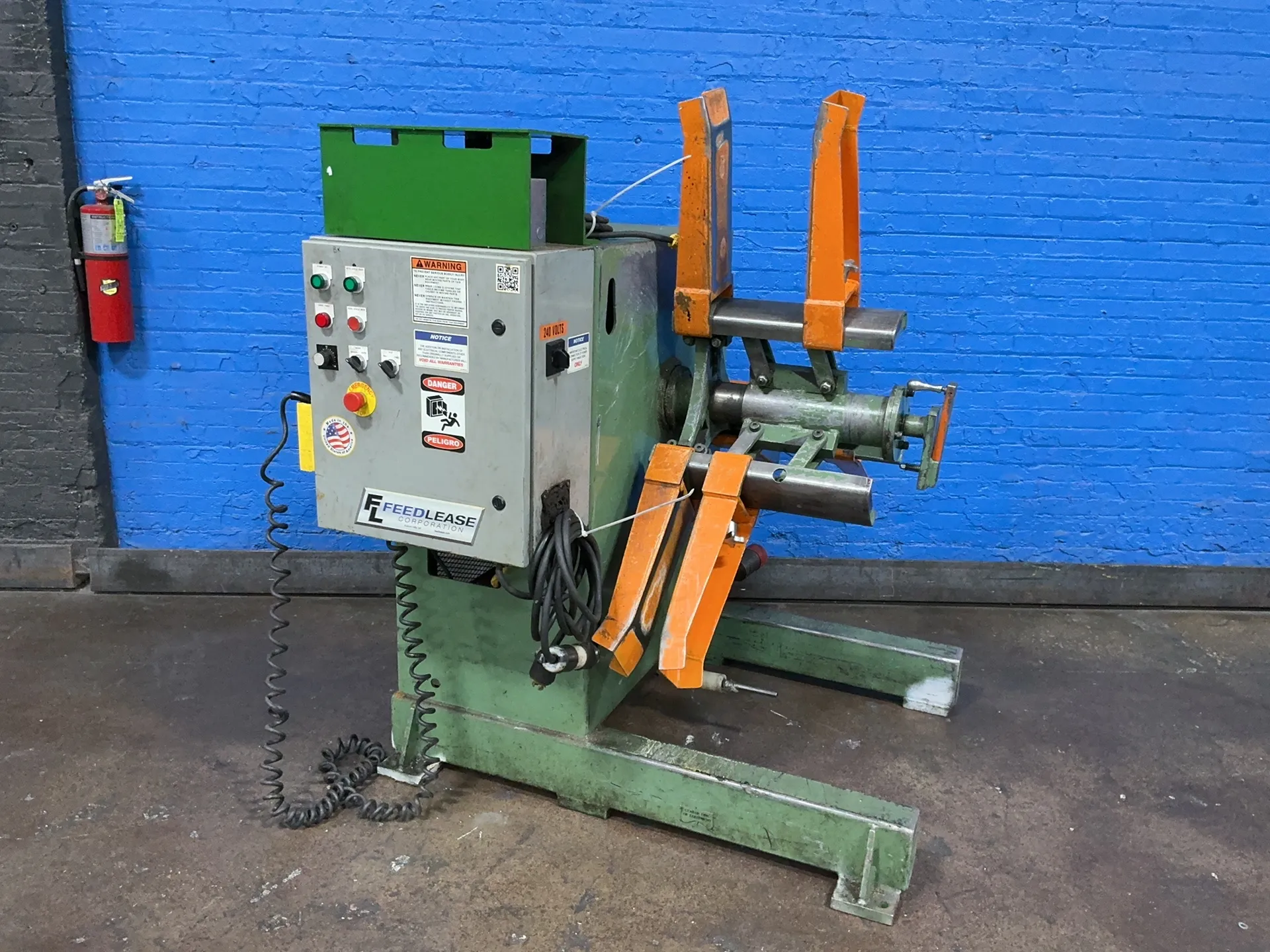 4000 lb. Feed-Lease #PR-46M-12, Coil Reel, 2 HP, 1760 RPM, hand held controls, control handle, 230/460 V.